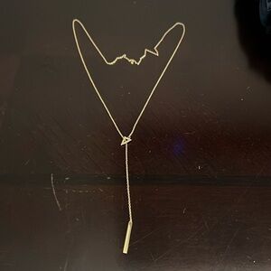 Stella and Dot Triangle Lariat Necklace Gold Tone New Long Dainty